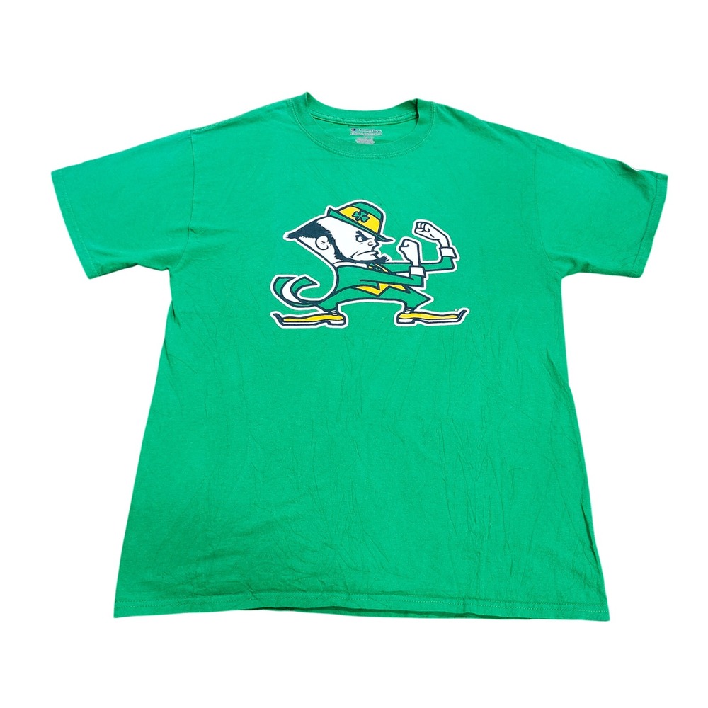 NOTRE DAME MENS M GREEN NCAA FIGHTING IRISH LEPRECHAUN CHAMPION EUC